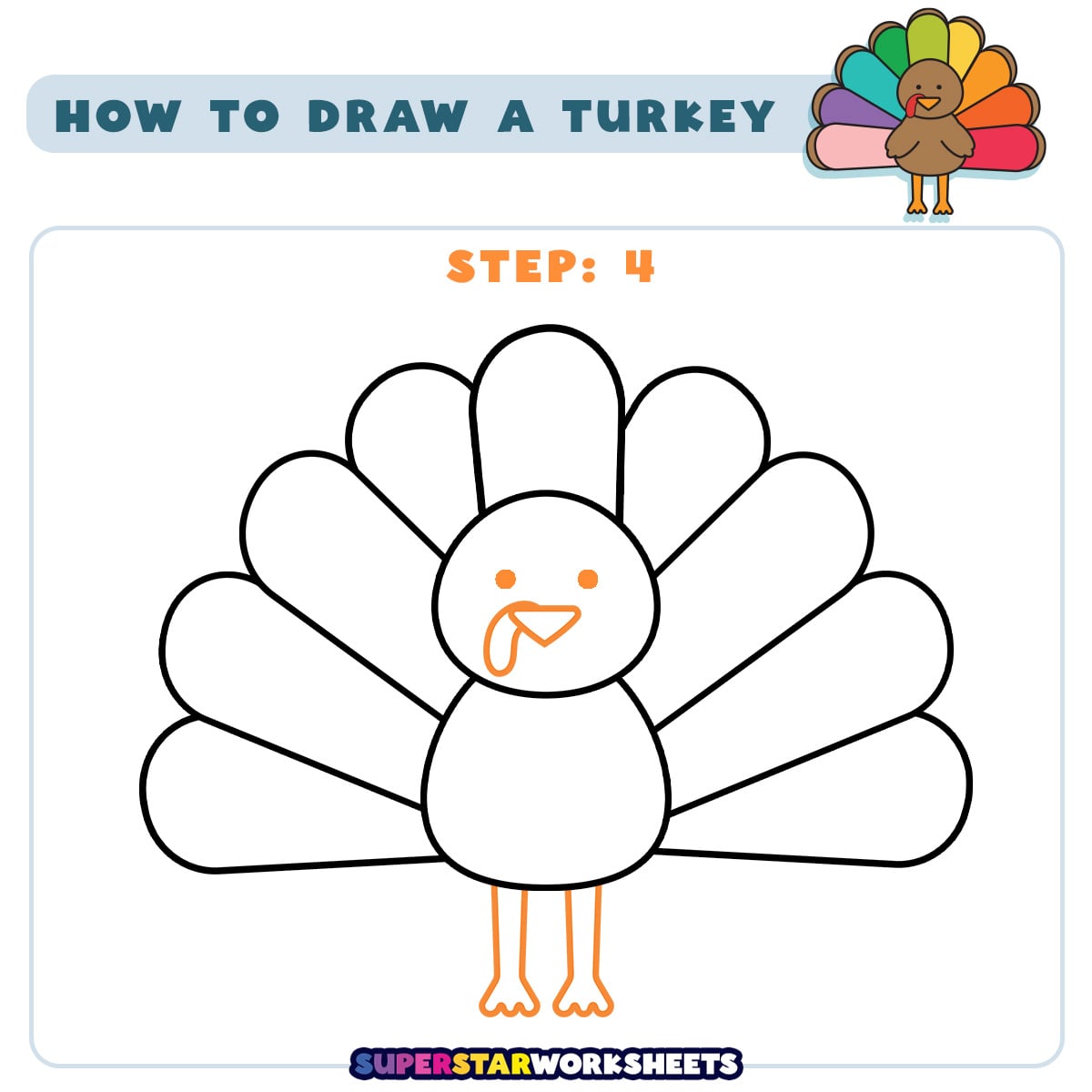 how to draw a turkey - superstar worksheets